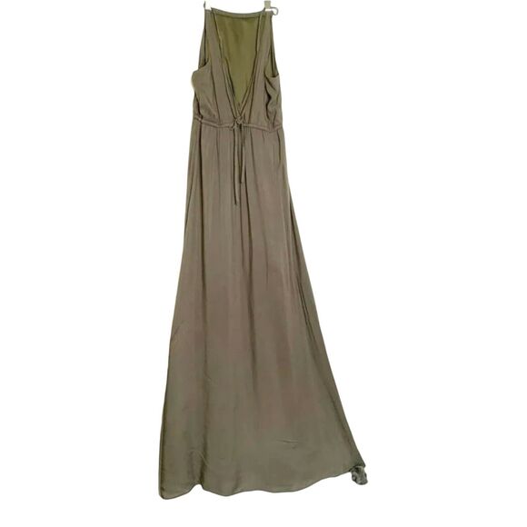 Tobi Army Green Halter Neck Side Slit Cut Out Back Full Length Maxi Dress sz Xs - Picture 2 of 10
